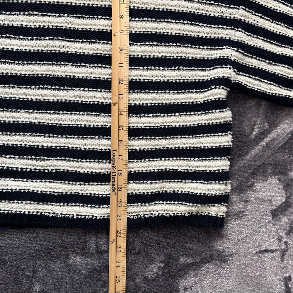 Anthropologie Evie Poncho Sweater Large Striped Relaxed Oversize Short Sleeve - Picture 9 of 9